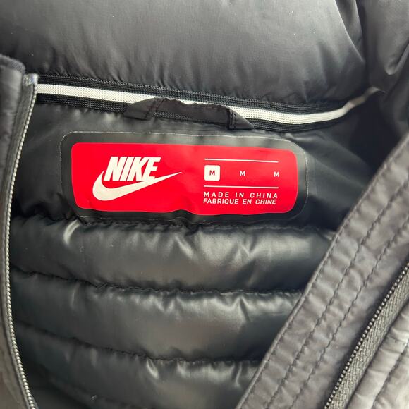 Vintage y2k Mens Black Nike Goose Down Fill Full Zip Puffer Vest Sz M 854757-010 - Picture 2 of 9